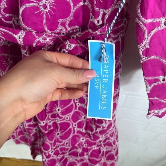 Draper James Womens Embroidered Dress size XL Hot Pink Floral Cotton NWT - Picture 9 of 12